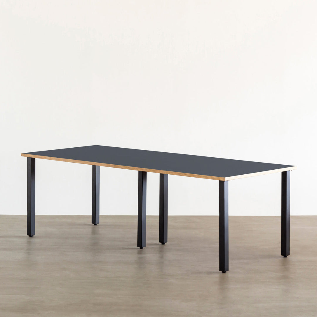 カナデモノ　リノリウムテーブル THE TABLE / リノリウム ブルー系 × Black Steel × W181 - 300cm