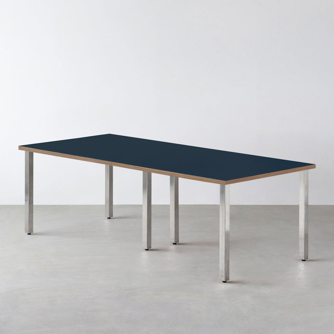 Kanademono リノリウムテーブル 160cm×80cm THE TABLE / リノリウム ブルー系 × Stainless × W181 - 300cm