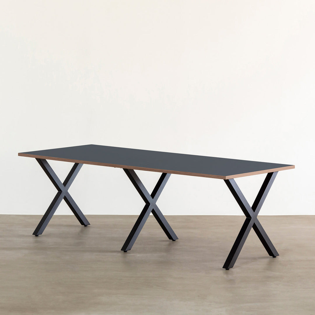 THE TABLE / リノリウム ブルー系 × Black Steel × W181 - 300cm