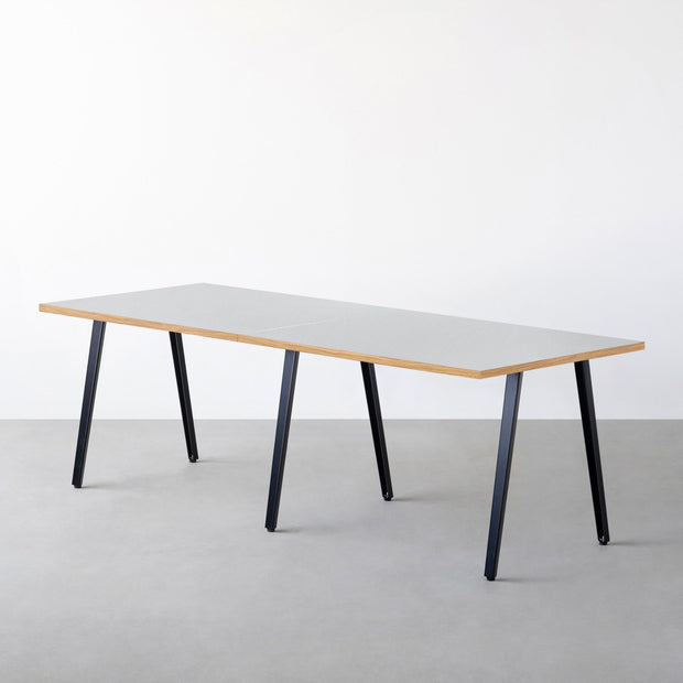 THE TABLE / リノリウム ベージュ・グレー系 × Black Steel × W181 - 300cm