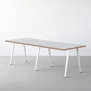 THE TABLE / リノリウム ベージュ・グレー系 × White Steel × W181 - 300cm