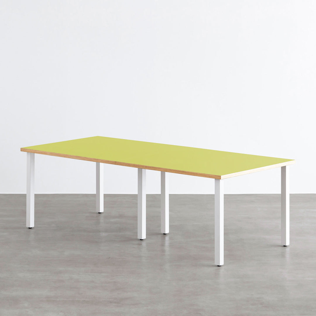 THE TABLE / リノリウム グリーン系 × White Steel × W181 - 300cm