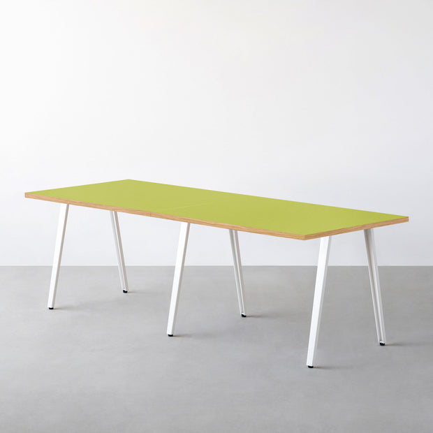 THE TABLE / リノリウム グリーン系 × White Steel × W181 - 300cm