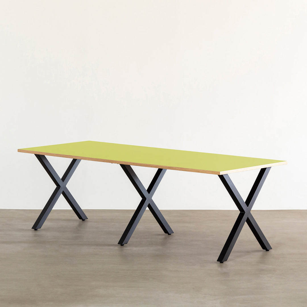 THE TABLE / リノリウム グリーン系 × Black Steel × W181 - 300cm