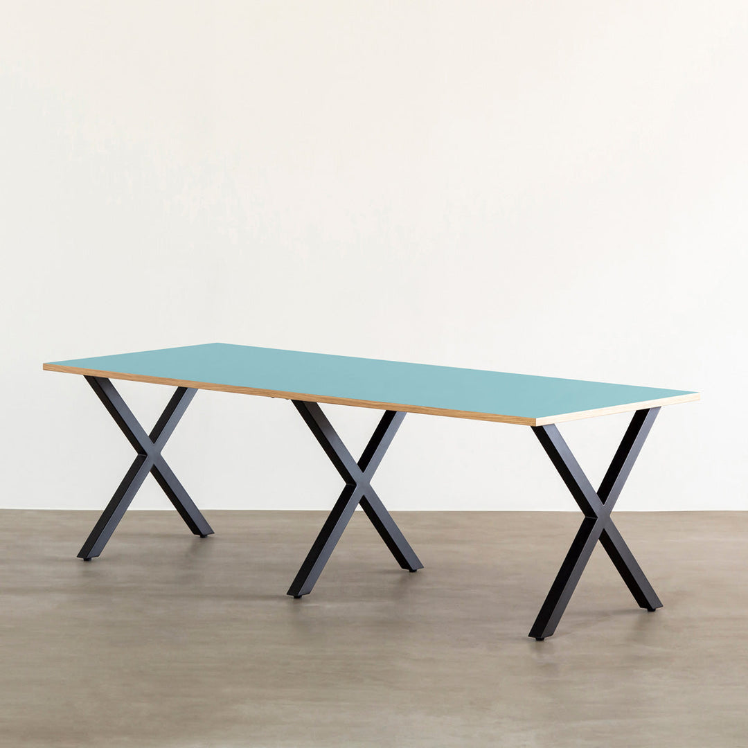 THE TABLE / リノリウム ブルー系 × Black Steel × W181 - 300cm