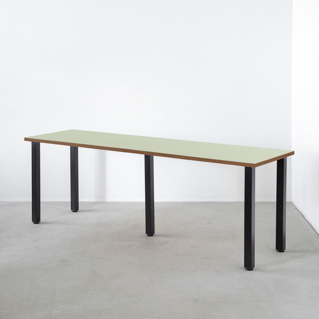 THE TABLE / リノリウム グリーン系 × Black Steel × W181 - 300cm D40