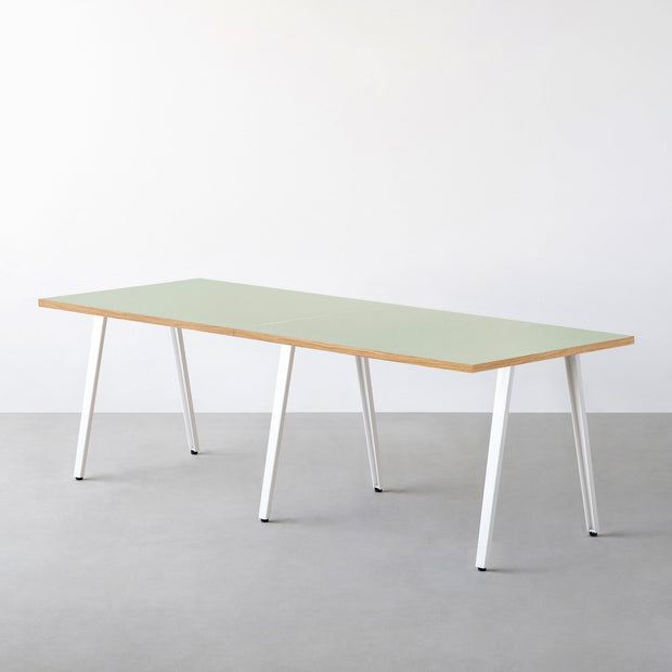 THE TABLE / リノリウム グリーン系 × White Steel × W181 - 300cm