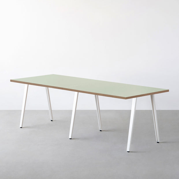 THE TABLE / リノリウム グリーン系 × White Steel × W181 - 300cm