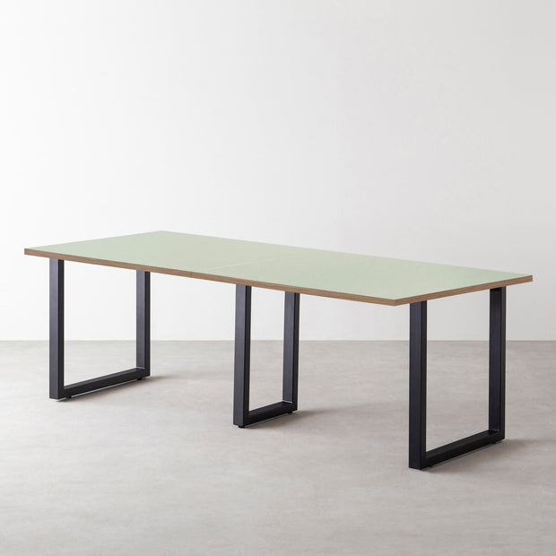 THE TABLE / リノリウム グリーン系 × Black Steel × W181 - 300cm