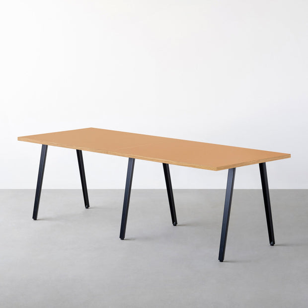 THE TABLE / リノリウム ベージュ・グレー系 × Black Steel × W181 - 300cm