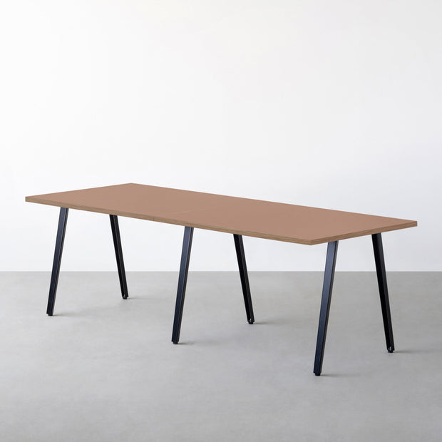 THE TABLE / リノリウム ブラック・ブラウン系 × Black Steel × W181 - 300cm