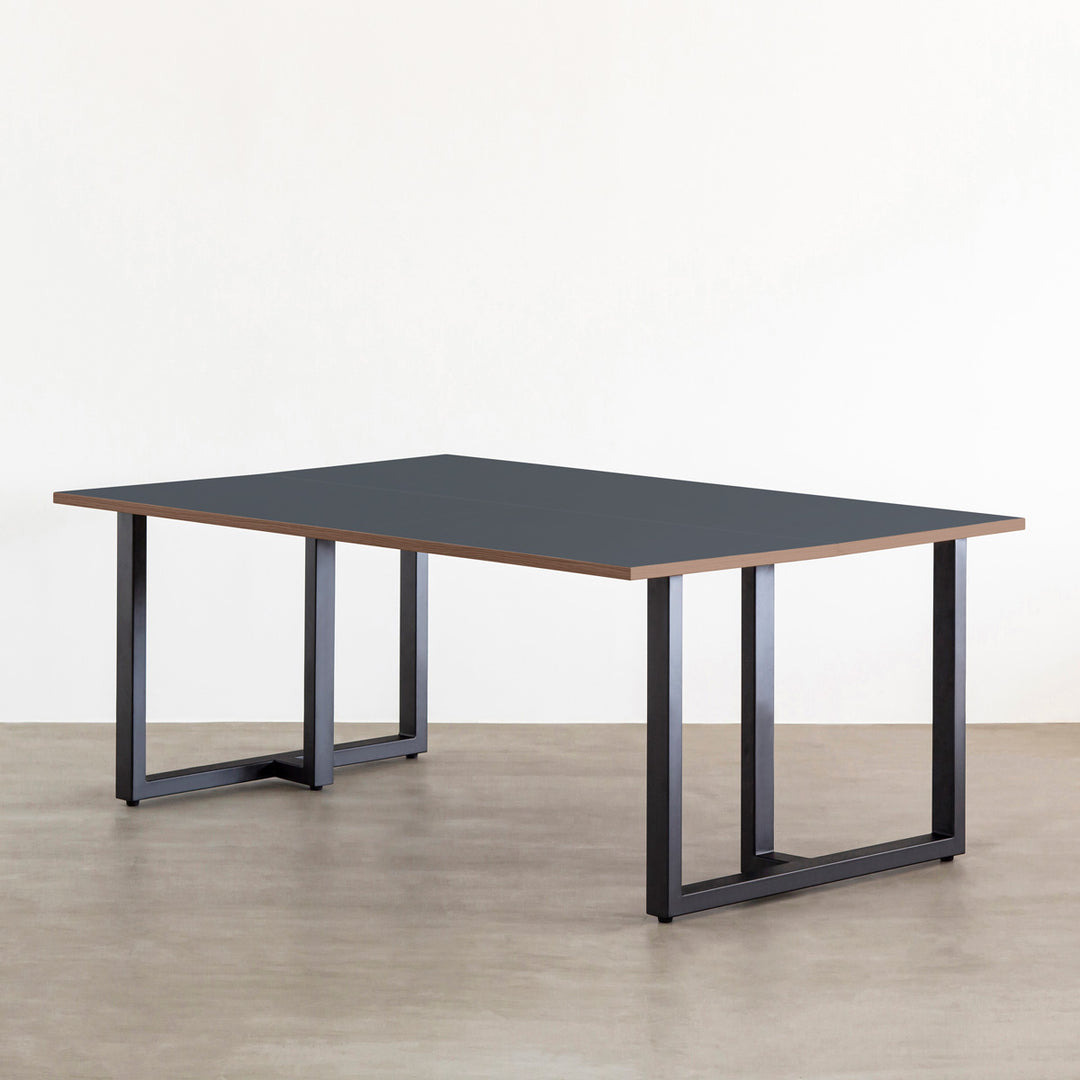 THE TABLE / リノリウム ブルー系 × Tube T - Black Steel × W100