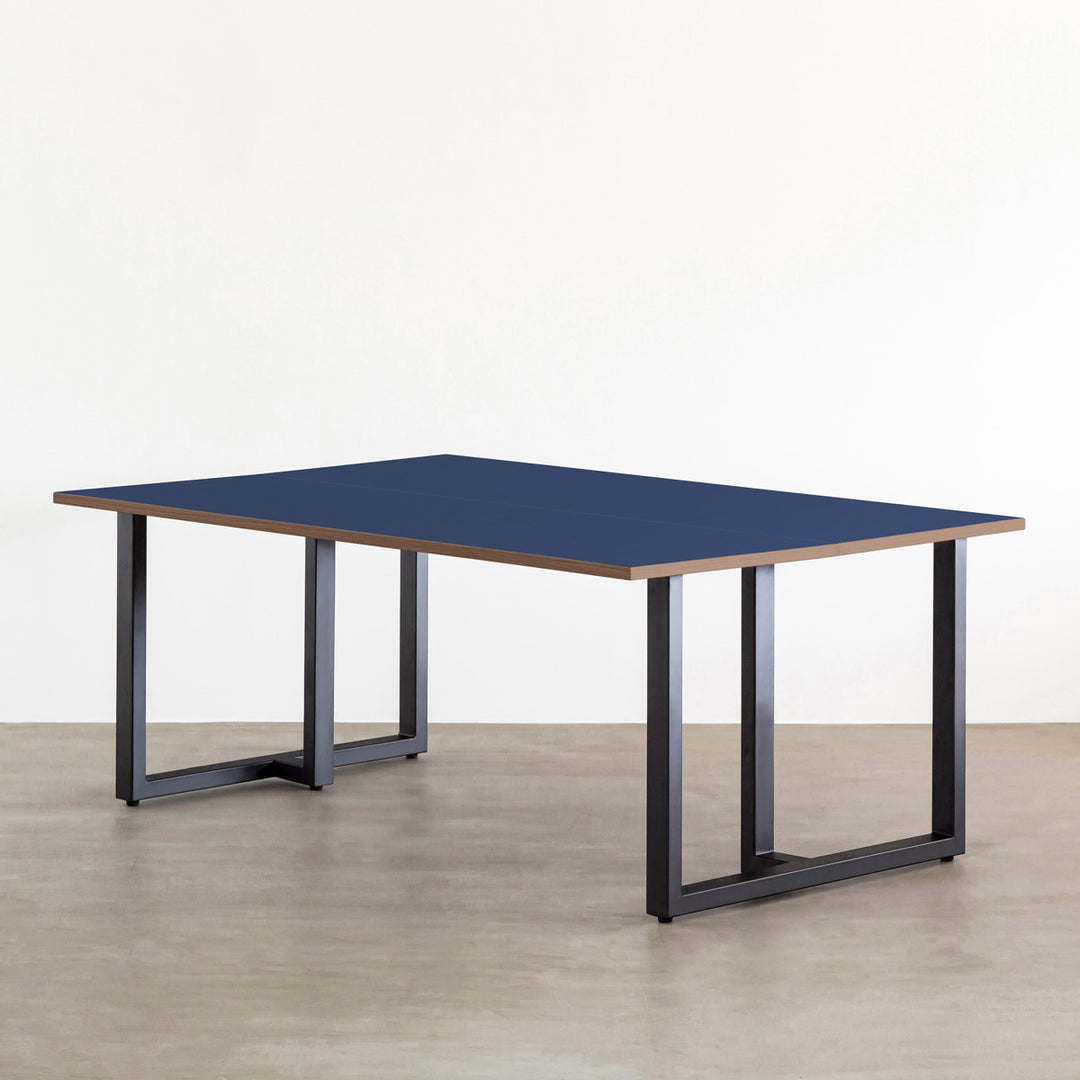 THE TABLE / リノリウム ブルー系 × Tube T - Black Steel × W100
