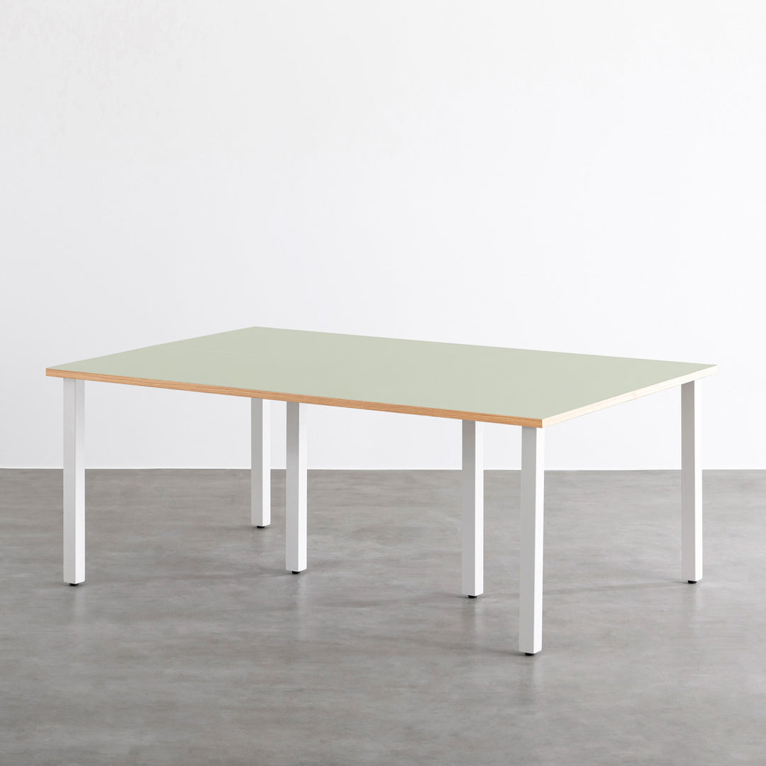 THE TABLE / リノリウム グリーン系 × White Steel × W100 - 180cm D80