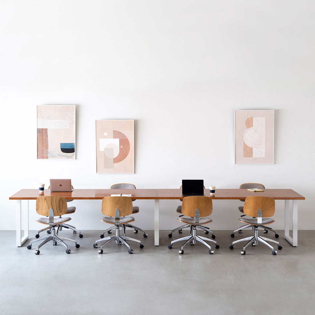 KANADEMONO ラバーウッド×ホワイトスチール パソコンデスク THE TABLE / スタンディングデスク × ラバーウッド アッシュ