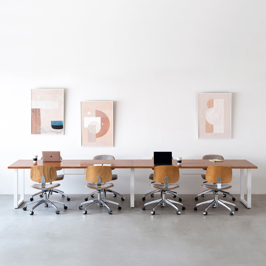 THE TABLE / ラバーウッド ブラウン × White Steel × W301 - 400cm