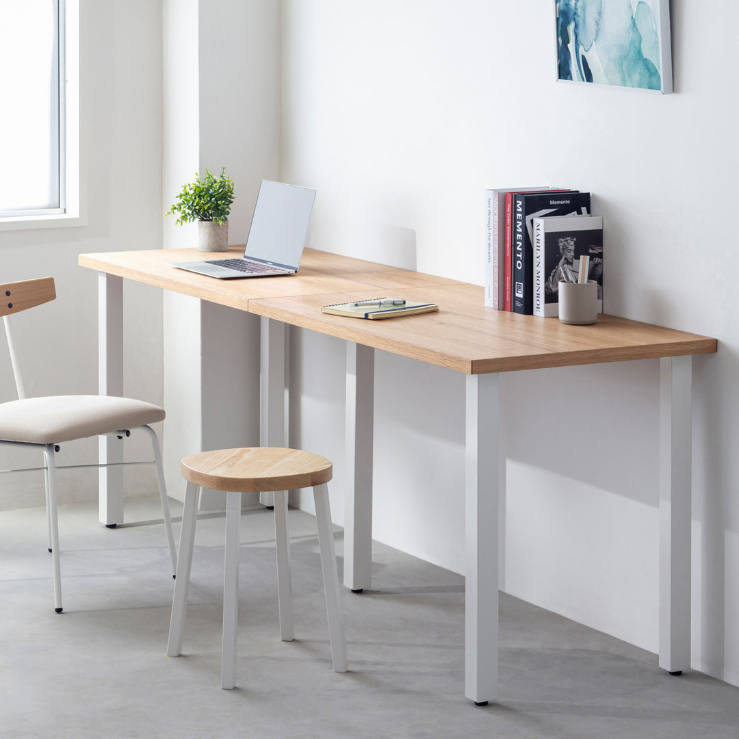 ひさ　一枚板　テーブル THE TABLE / くるみ × White Steel × W181 - 300cm D40 - 69cm