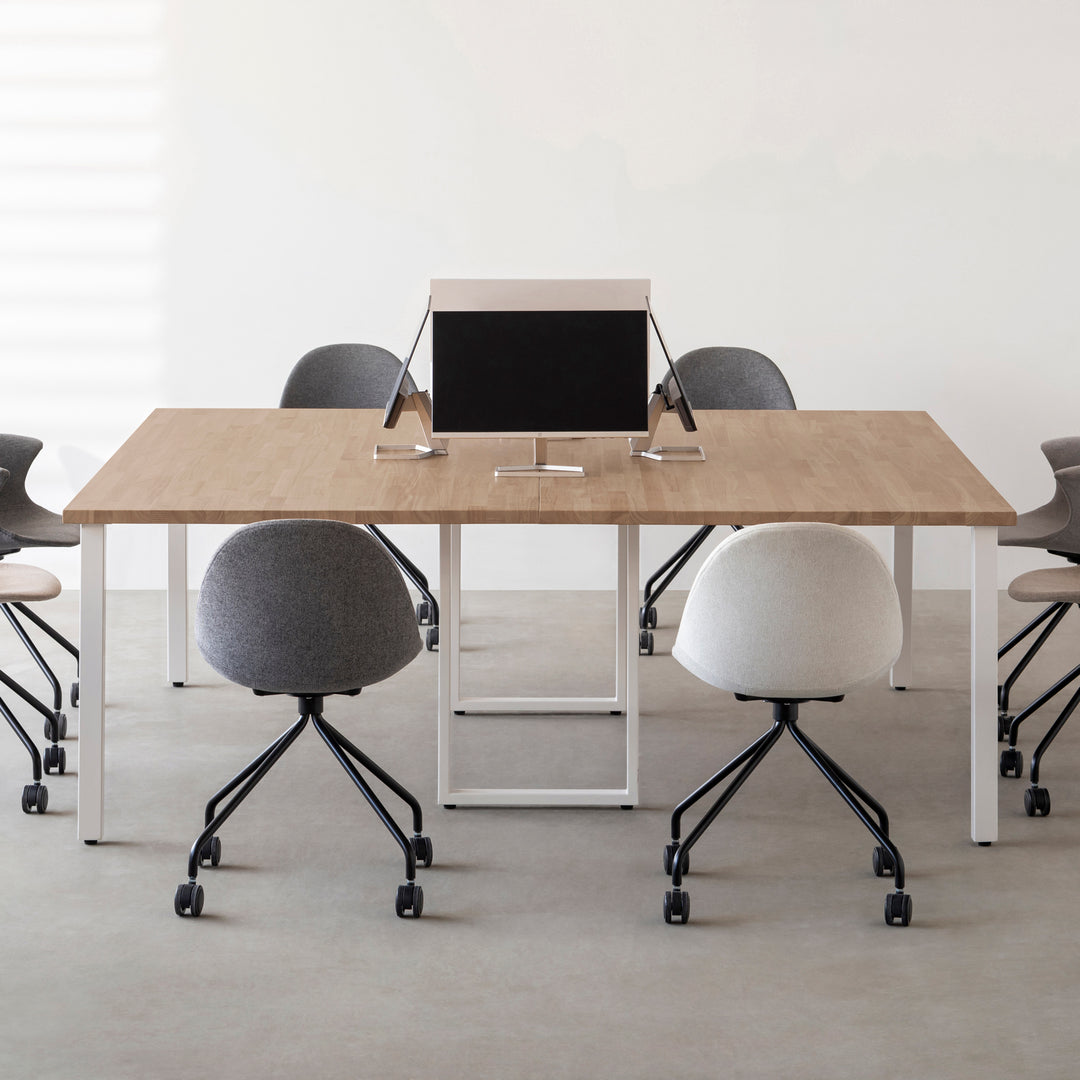 THE TABLE / ラバーウッド アッシュグレー × White Steel × W150