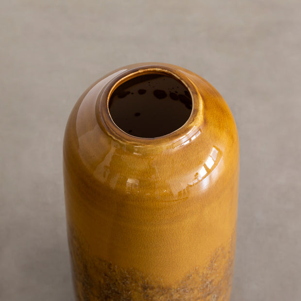 非防水の陶器を使用したイエローオーカーの小さいサイズのフラワーベース（上部・口）