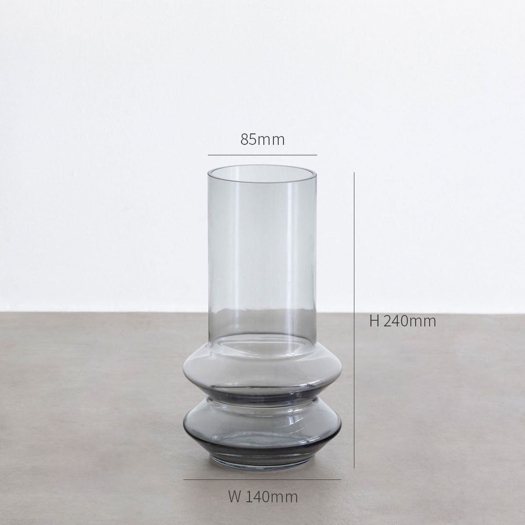 グレーの花柄陶器フラワーベース スモークグレーのモダンフラワーベース – acacia
