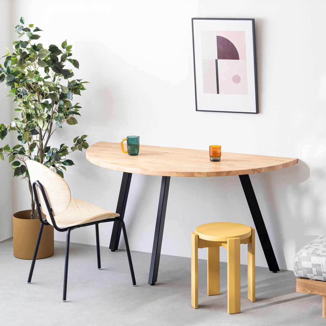 kanademono カフェテーブル ラバーウッド100cm 送料8600円込 THE CAFE TABLE / ラバーウッド Black Steel トライアングル