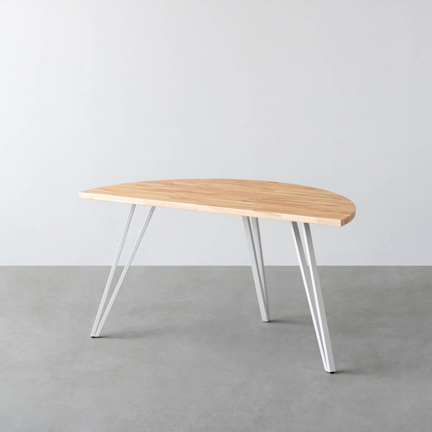 THE TABLE / 半円 × ラバーウッド × White Steel