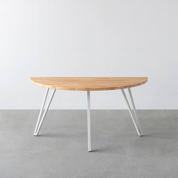 THE TABLE / 半円 × ラバーウッド × White Steel