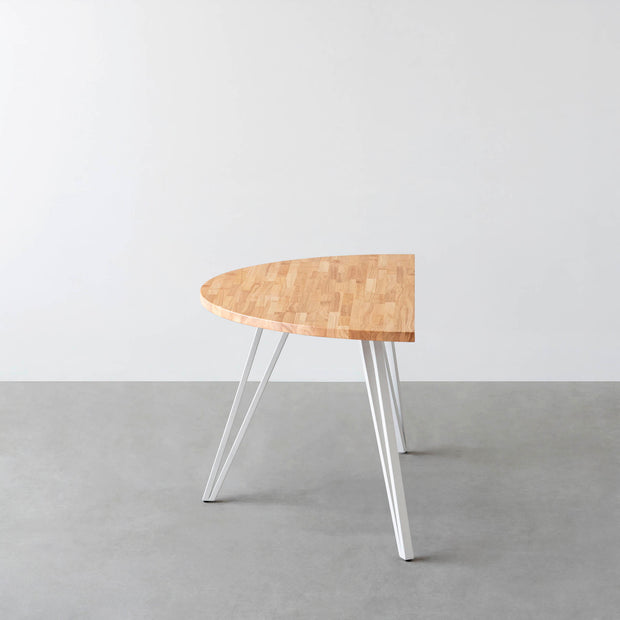 THE TABLE / 半円 × ラバーウッド × White Steel