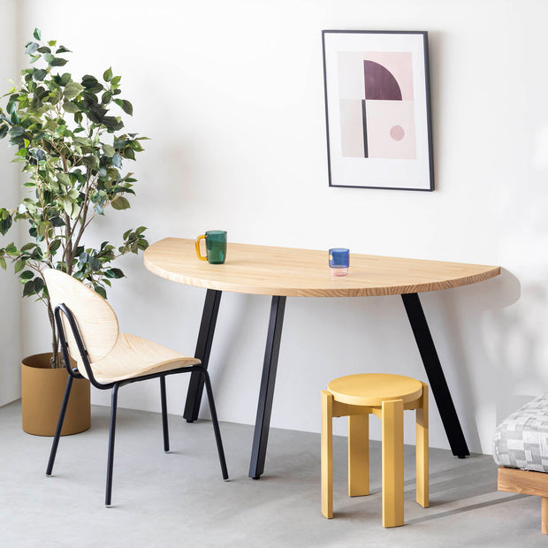 THE TABLE / 半円 × パイン × Black Steel