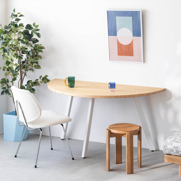 THE TABLE / 半円 × パイン × White Steel