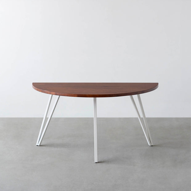 THE TABLE / 半円 × ラバーウッド × White Steel