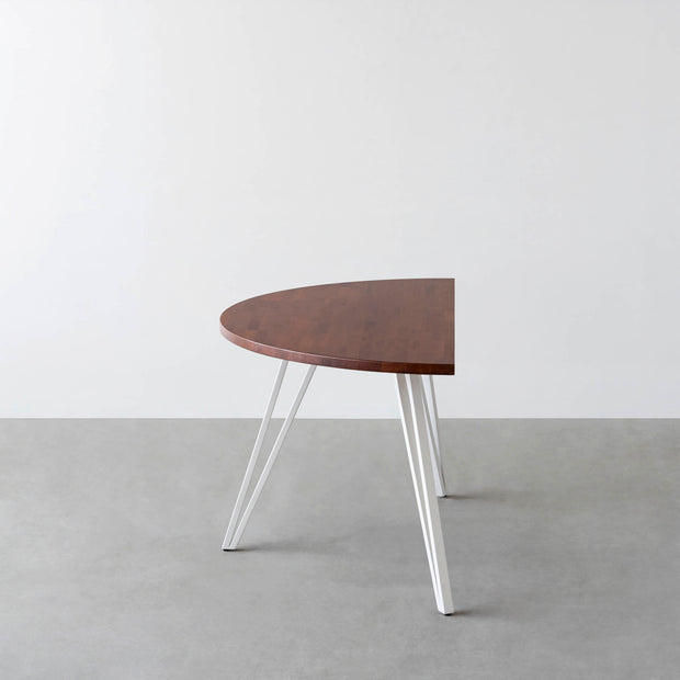 THE TABLE / 半円 × ラバーウッド × White Steel