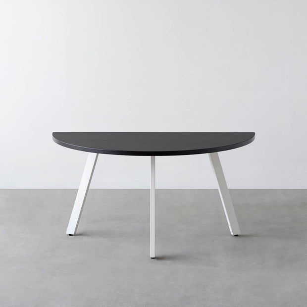 THE TABLE / 半円 × ラバーウッド × White Steel