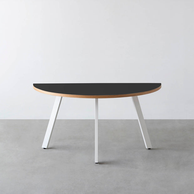 THE TABLE / 半円 × リノリウム 全32色 × White Steel