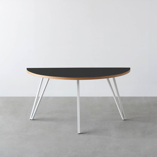 THE TABLE / 半円 × リノリウム 全32色 × White Steel