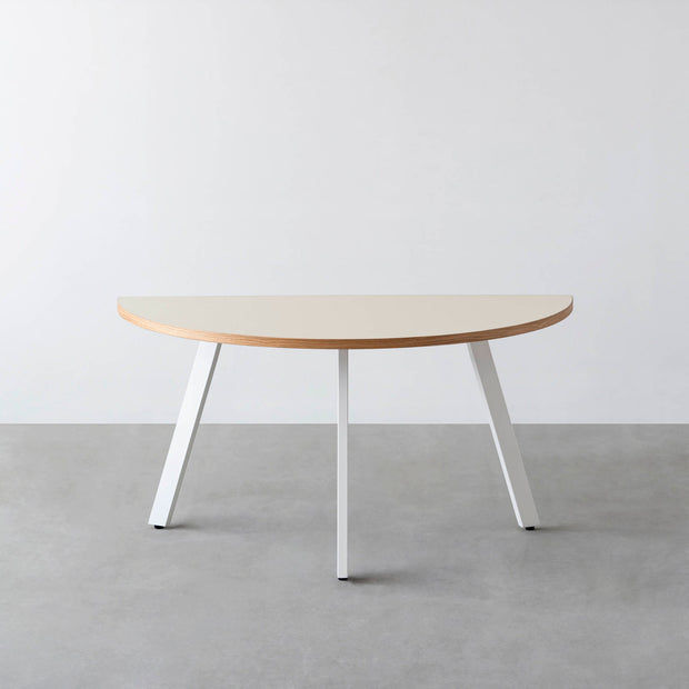 THE TABLE / 半円 × リノリウム 全32色 × White Steel