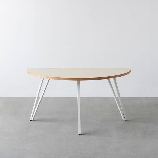 THE TABLE / 半円 × リノリウム 全32色 × White Steel
