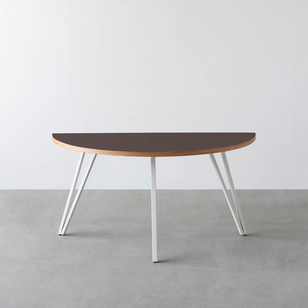 THE TABLE / 半円 × リノリウム 全32色 × White Steel
