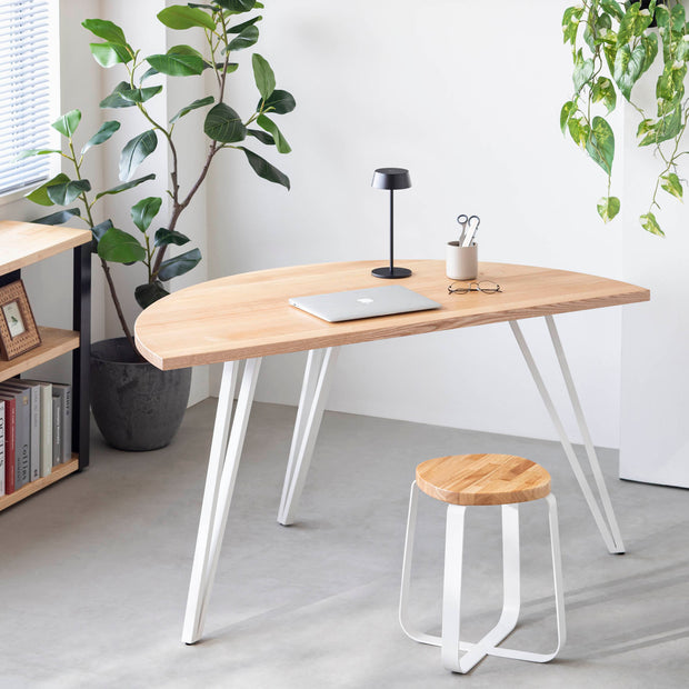 THE TABLE / 半円 × 無垢 ホワイトアッシュ × White Steel