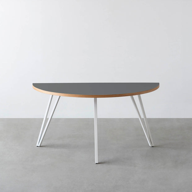 THE TABLE / 半円 × リノリウム 全32色 × White Steel