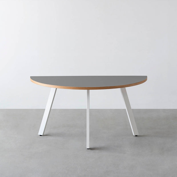 THE TABLE / 半円 × リノリウム 全32色 × White Steel