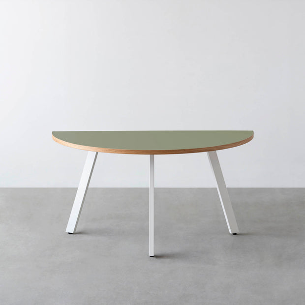 THE TABLE / 半円 × リノリウム 全32色 × White Steel
