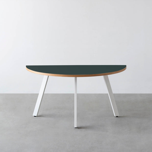 THE TABLE / 半円 × リノリウム 全32色 × White Steel