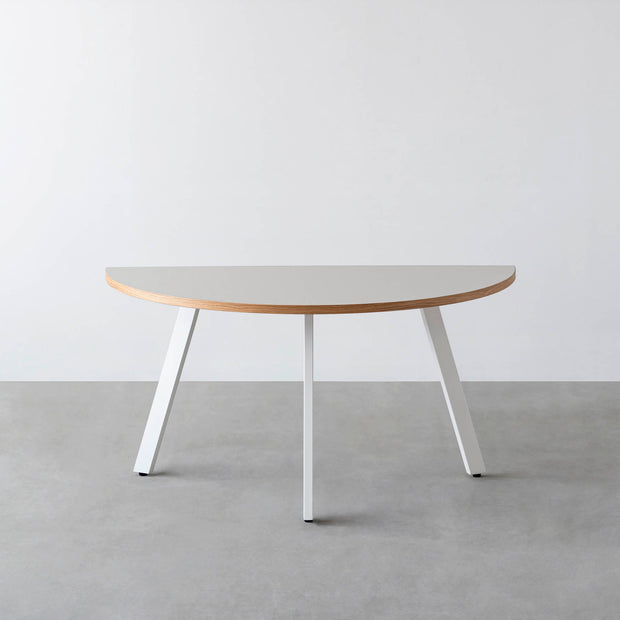 THE TABLE / 半円 × リノリウム 全32色 × White Steel
