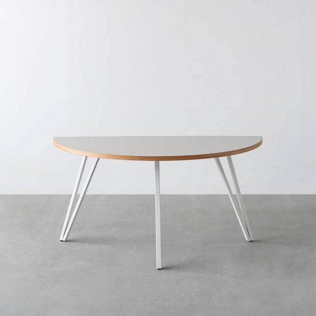 THE TABLE / 半円 × リノリウム 全32色 × White Steel