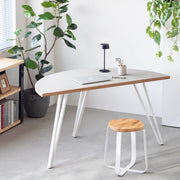 THE TABLE / 半円 × リノリウム 全32色 × White Steel