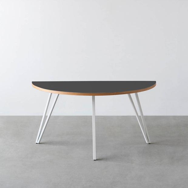THE TABLE / 半円 × リノリウム 全32色 × White Steel
