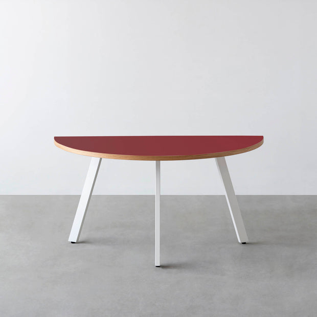 THE TABLE / 半円 × リノリウム 全32色 × White Steel