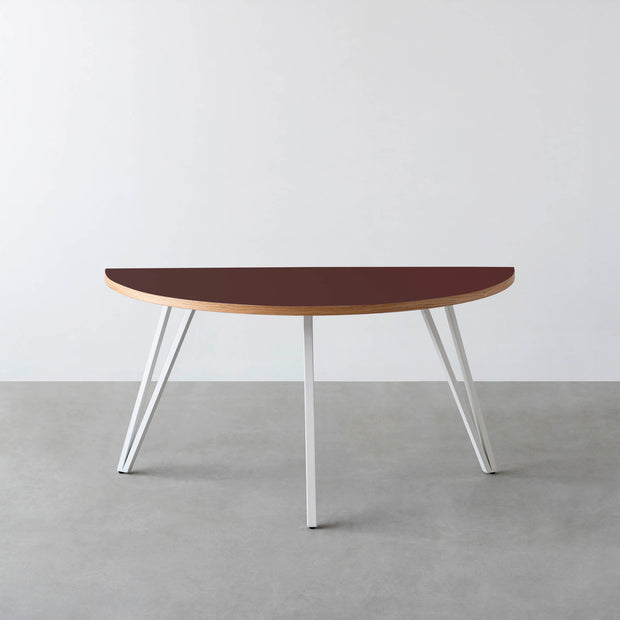 THE TABLE / 半円 × リノリウム 全32色 × White Steel