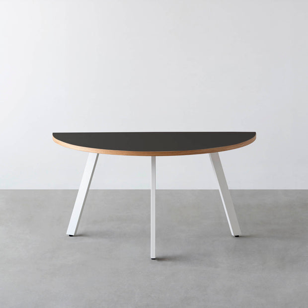 THE TABLE / 半円 × リノリウム 全32色 × White Steel